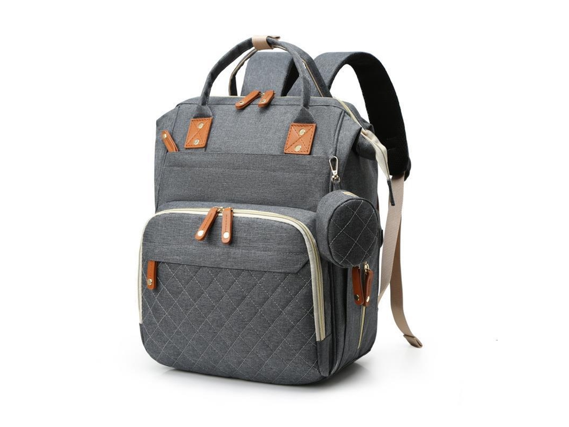 Bolso de bebé portátil simple con monedero y correas para cochecito gris oscuro SIURN