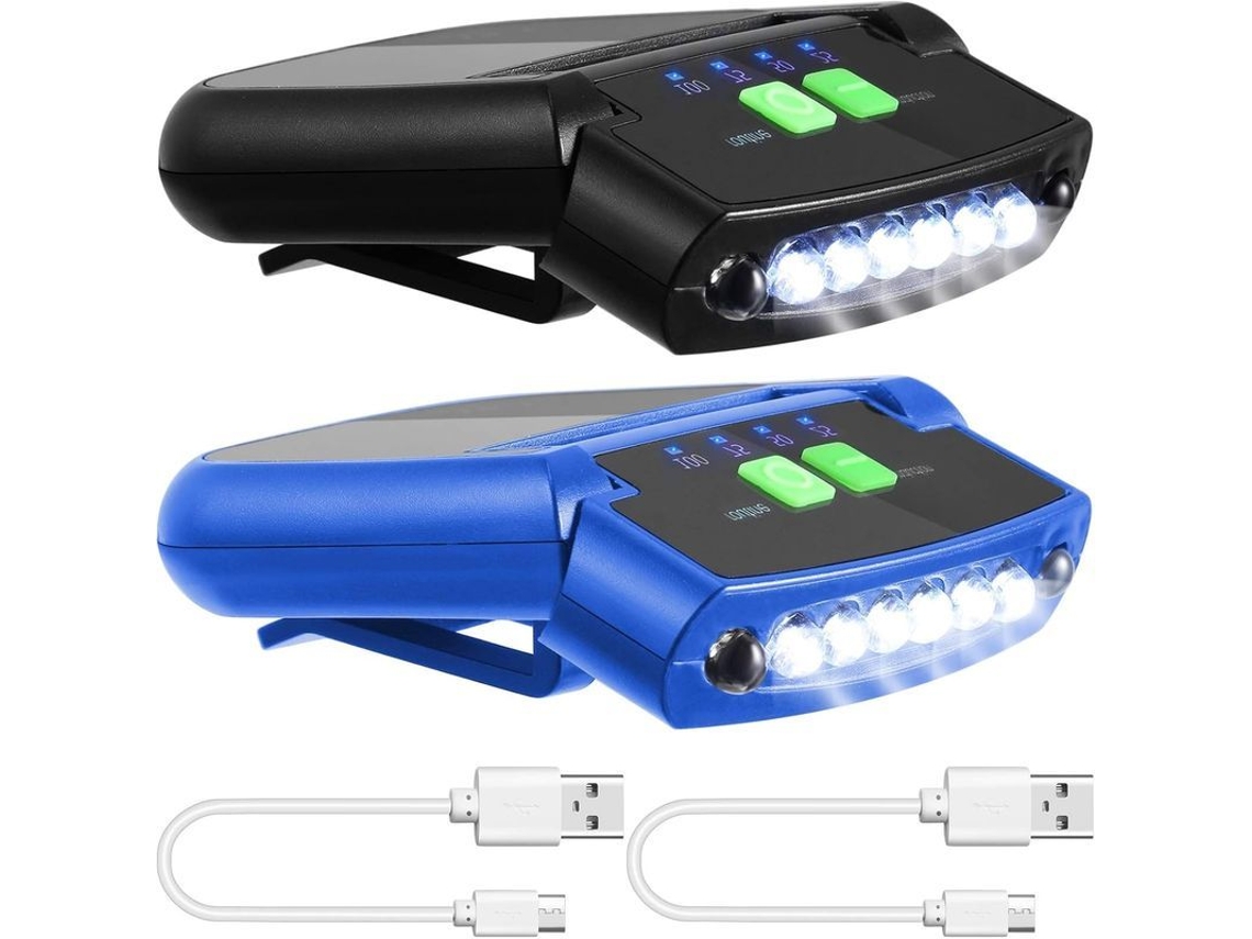 2 Luces Led Recargables Usb Impermeables Con Clip Para Sombrero, Súper Brillantes.