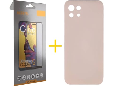 Kit Funda + Protector de Pantalla Xiaomi Mi 11 5G ACCETEL Liso Rosa