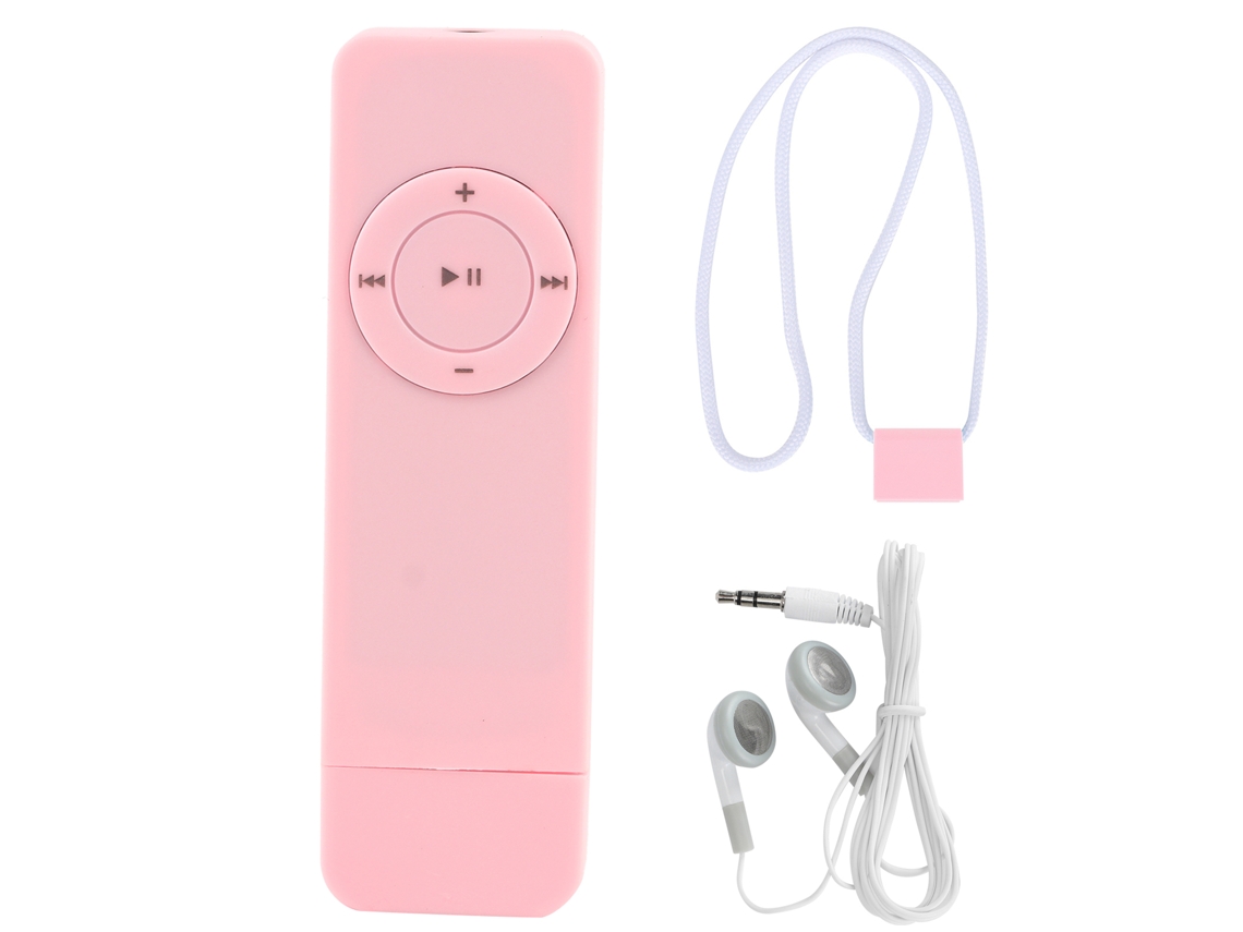 Reproductor De Música Mp3 Portátil Con Cable De Nailon Y Auriculares De 3,5 Mm - Rosa