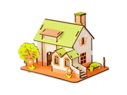 Maqueta de madera 3D. Casa con manzano. 44 piezas. DAM