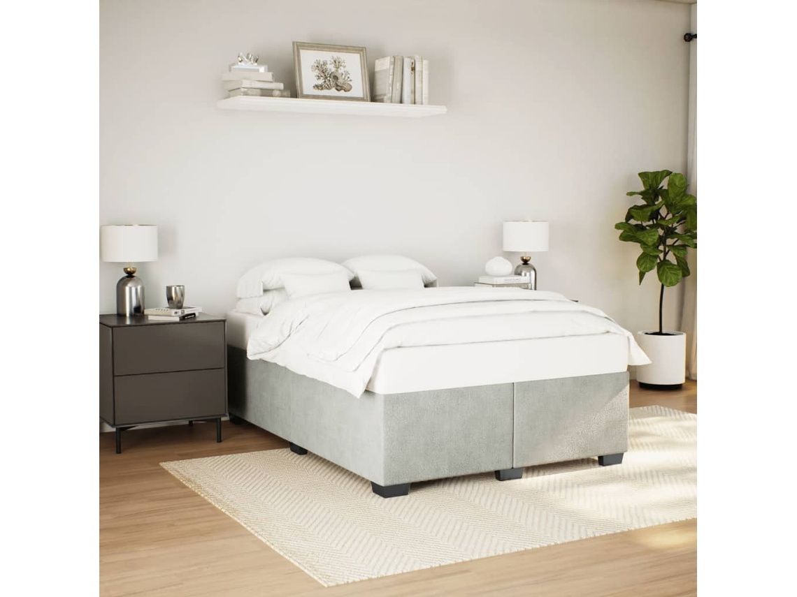 Estructura De Cama Sin Colchón Terciopelo Gris Claro 140x200 Cm
