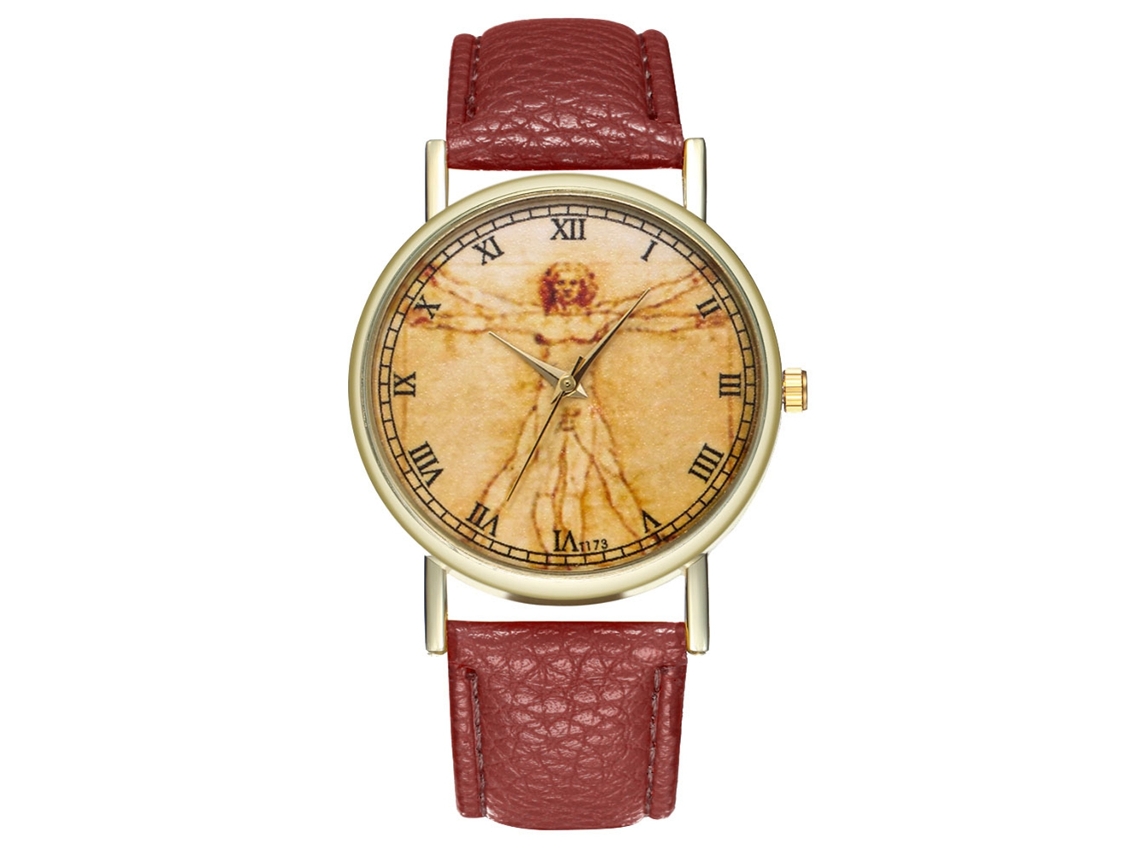 Reloj De Pulsera Analógico De Cuarzo Con Esfera Redonda Unisex De Zhoulianfa Café