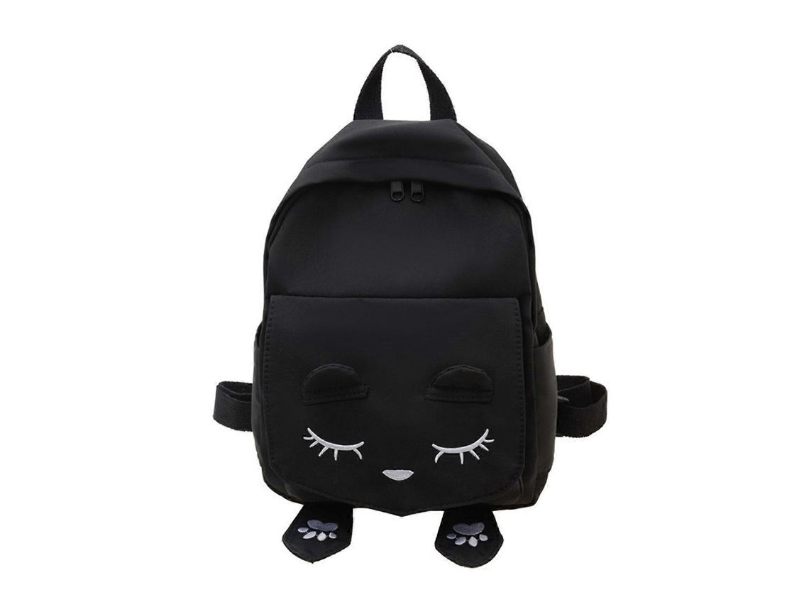 Mochila infantil de nailon, elegante y resistente, perfecta para el colegio y las actividades al aire libre. Negra.