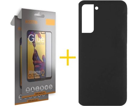 Carcasa + 2 Protectores de Pantalla para Samsung Galaxy S22 Plus 5G ACCETEL Negro