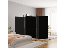 Separador de ambientes con 5 paneles, 433x180 cm, tela negra.