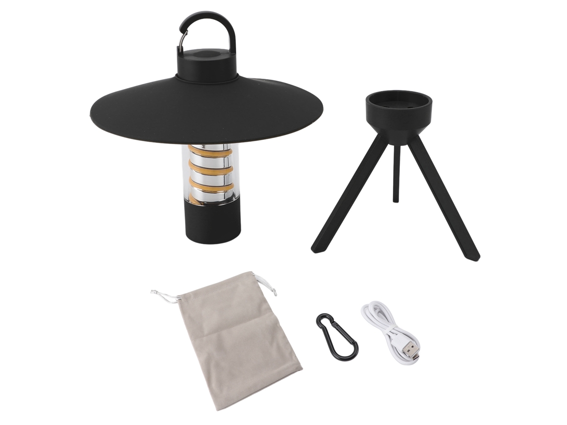 Linterna de camping portátil mini 2026 con carga USB, 2000 mAh, resistente a la intemperie, 3000 kHz, 6500 kHz, para camping al aire libre, color negro.
