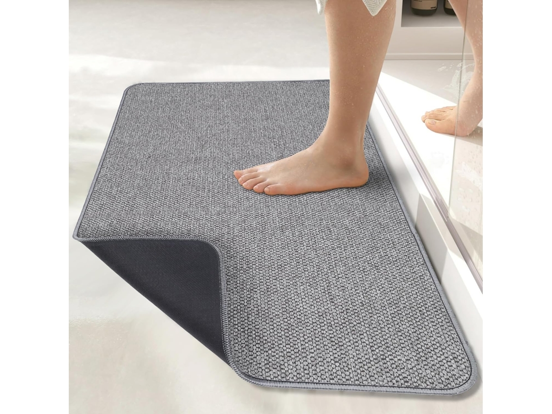 Alfombrilla De Baã±o Con Base De Goma Antideslizante, Absorbente Y De Secado Rã¡pido (gris/50x80 Cm) Gertiz
