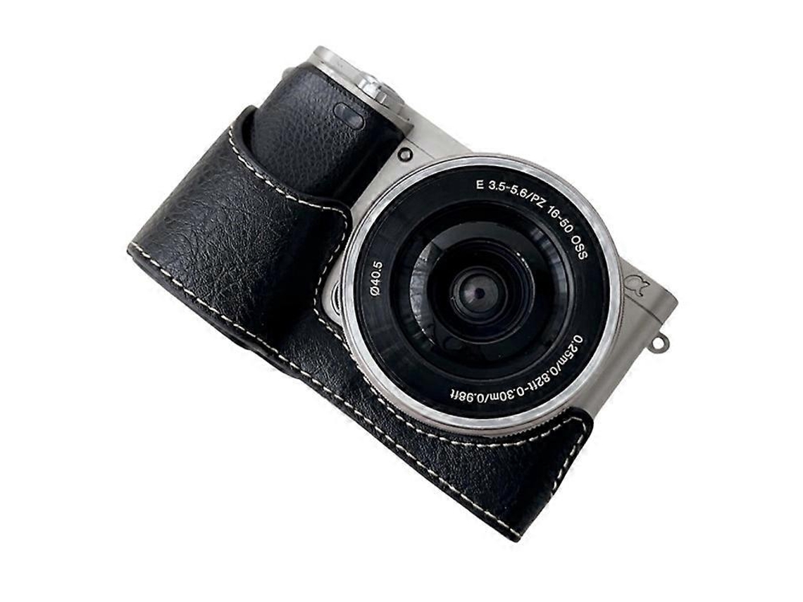 Funda de piel sintética compatible con Sony A6400/A6300/A6100/A6000, con tapa inferior y orificio para tornillos, funda de media carcasa Facpoet
