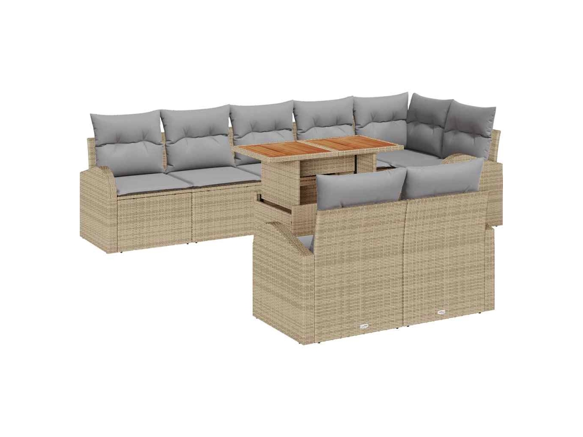 Maison Exclusive - Conjunto De Sofá De Jardín Con Cojín 9 Pcs Beige Y Gris Claro