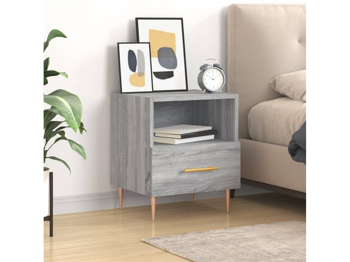 Mesita de Noche 40X35X47,5 Cm Derivados Madera Sonoma Gris
