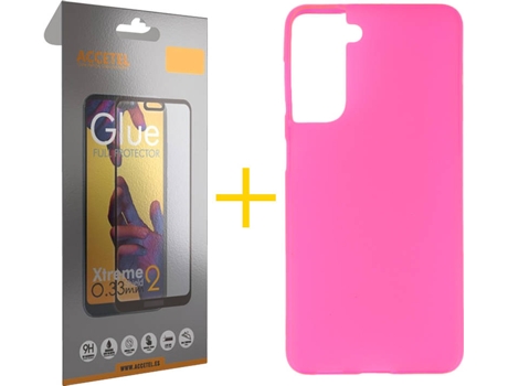 Carcasa + Protector de Pantalla para Samsung Galaxy S22 Plus 5G ACCETEL Rosa