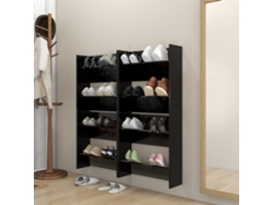 Zapatero Organizadores de Pared 4 Piezas 60X18X60 Cm Contrachapado Negro