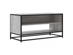 vidaXL Mueble TV madera ingeniería y metal roble ahumado 91x40x46 cm