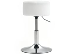 Taburete alto de bar/cocina, altura regulable (52-66 cm), tapicería de terciopelo, giro de 360°, blanco.