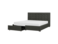 Cama con almacenaje BELIANI Rochelle de Poliéster Gris 193x213x109