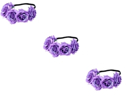 Coroa De Rosas Artificiais De 3 Peças, Acessório Floral Elegante Para Meninas E Eventos Especiais.