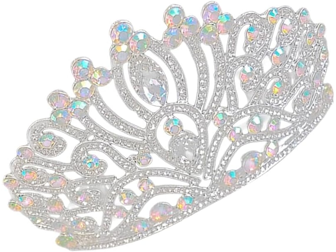 Corona Nupcial De Aleación De Zinc Y Cristal De Plata, Tiara Ligera Y Duradera.