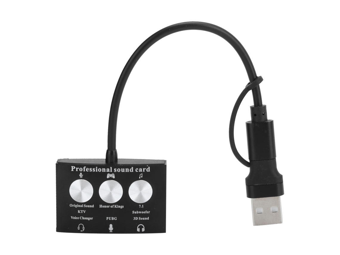 Tarjeta de sonido 2 en 1 con transmisión USB a 3,5 mm y efectos estéreo