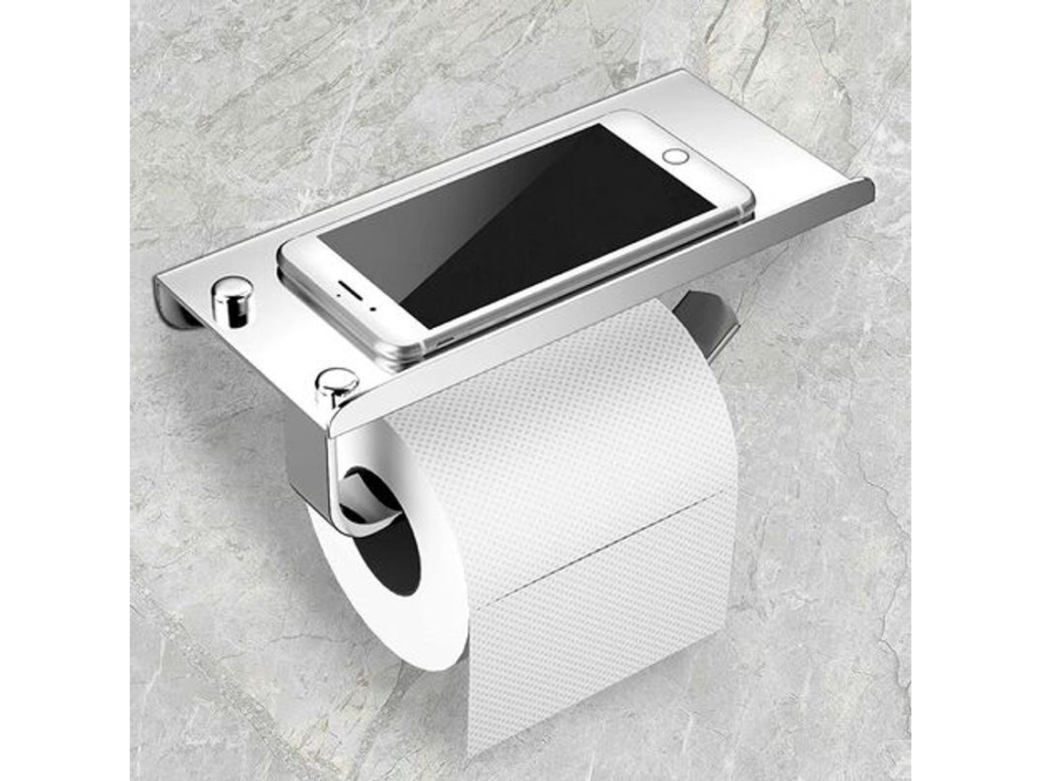 Soporte Para Papel Higiénico De Acero Inoxidable 304 Con Estante, Instalación Sin Taladros Ni Tornillos.