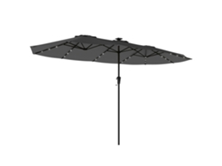 Sombrilla doble de jardín 4x2 m 36 LED UPF50 con manivela Gris oscuro