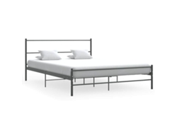 Estructura De Cama Sin Colchón Metal Gris 140x200 Cm