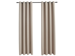 Maison Exclusive - Cortinas Opacas Con Anillas De Metal 2 Piezas Beige 140x175 Cm