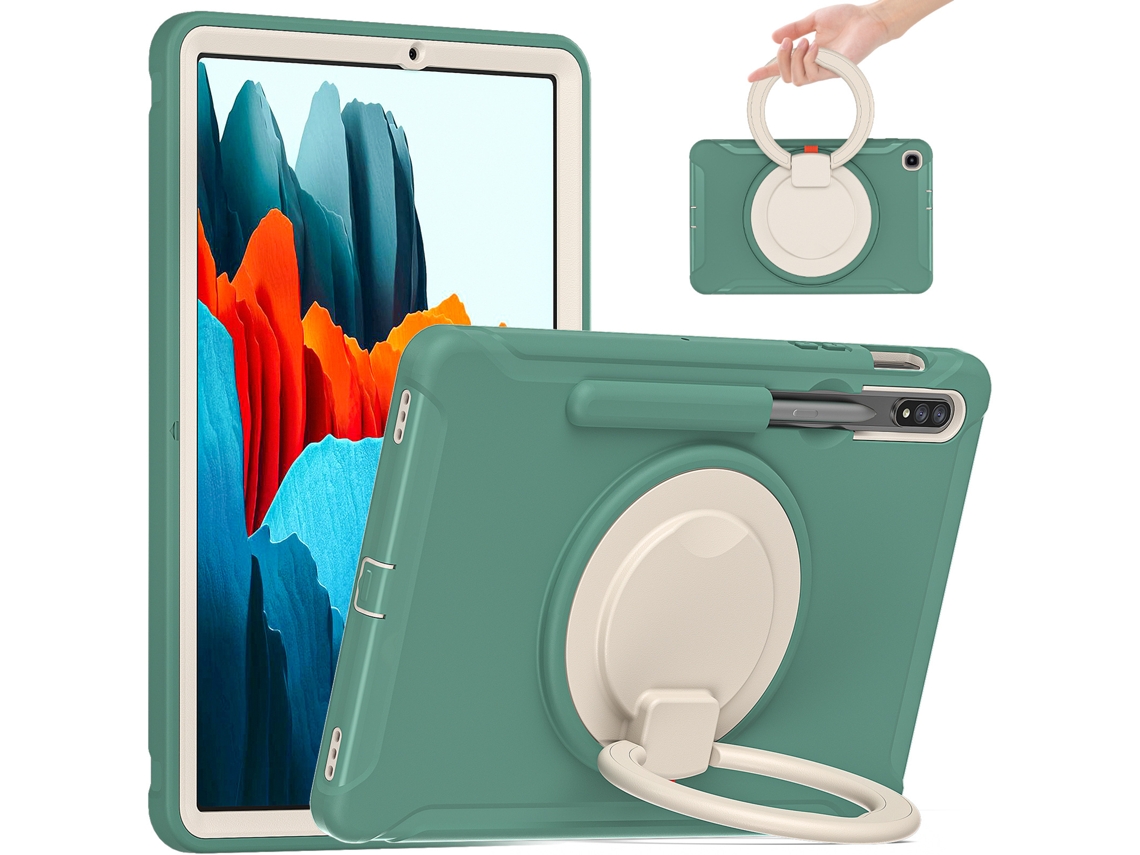Tableta A 8.0 T290/T295 (2019) con soporte portátil y funda a prueba de golpes (verde esmeralda)