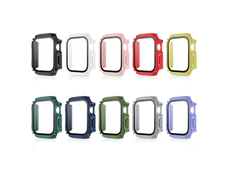 Armadura de película de vidrio templado para pantalla impermeable para Apple Watch Series 8 y 7 de 41 mm (negro)