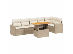 Conjunto 7 De Sofás Para Jardín VIDAXL Beige Poli Ratán