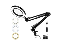 Lámpara De Magnificación Led 10x Con Pinza Para Lectura, 64 Led, 3 Modos De Color, Controlador Usb, 110mm