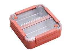 Rebe - Bandeja de acero inoxidable a prueba de fugas con compartimentos separados para adultos y niños - Rosa