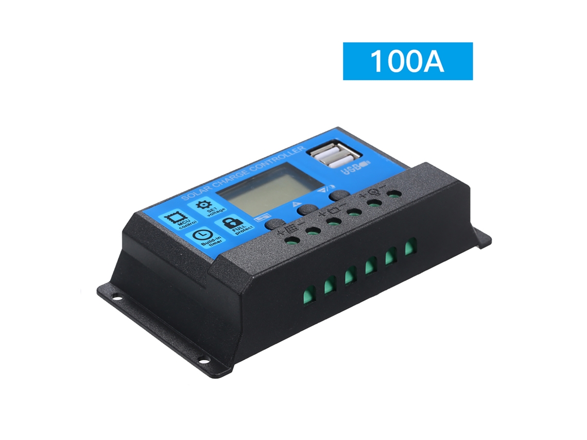 2026-controlador De Carga Solar Pwm Inteligente 100a 12v/24v Con Usb 5v 2.5a Regulador