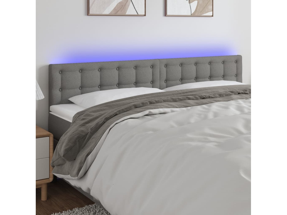 Cabecero Con Led De Tela Gris Oscuro 180x5x78/88 Cm