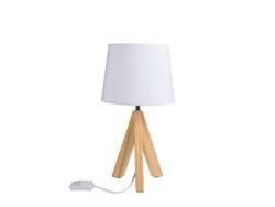 Fuera de la lámpara de mesa azul con pies de madera