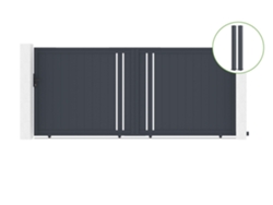 Puerta corredera 4m GIONA H.180cm aluminio 2 postes EIFEL 15x15cm H.190cm GRIS CASANOOV