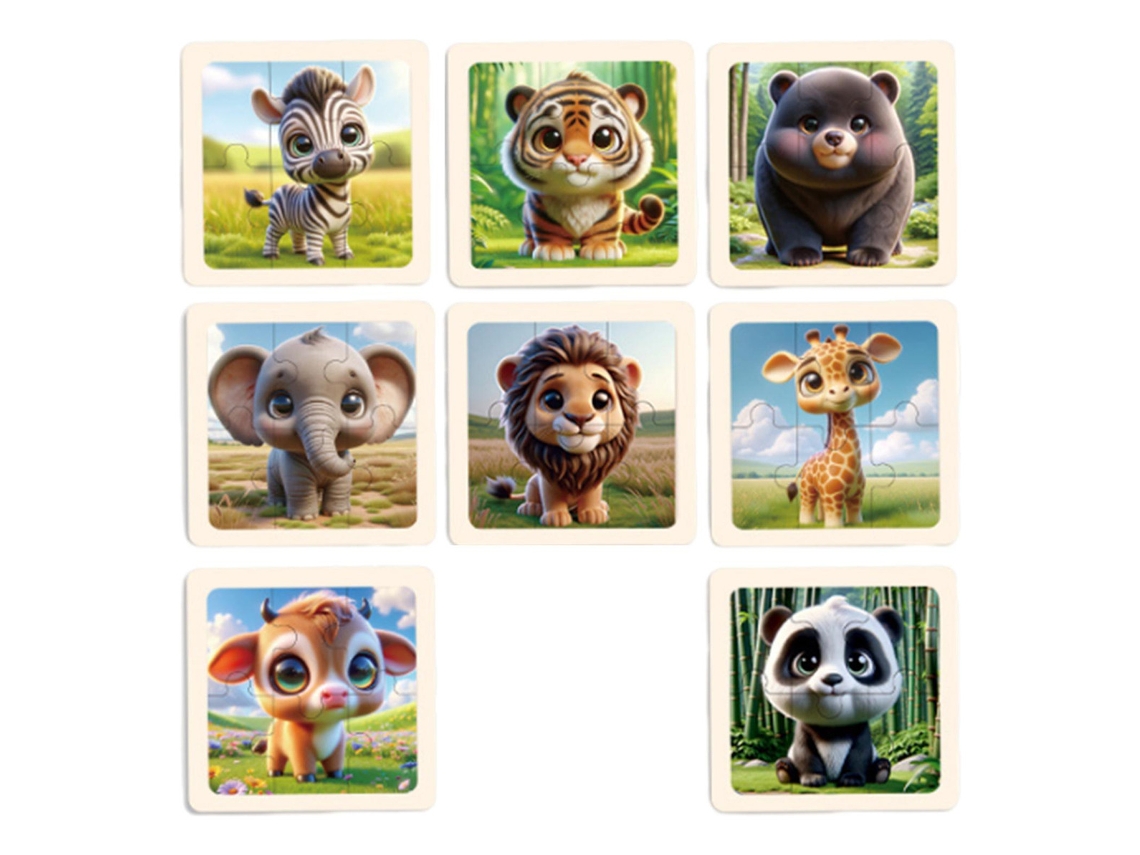 8 rompecabezas de madera de animales para niños Slowmoose