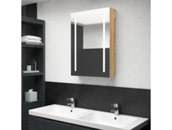 Armario De Baño Con Espejo Y Led Color Roble 50x13x70 Cm
