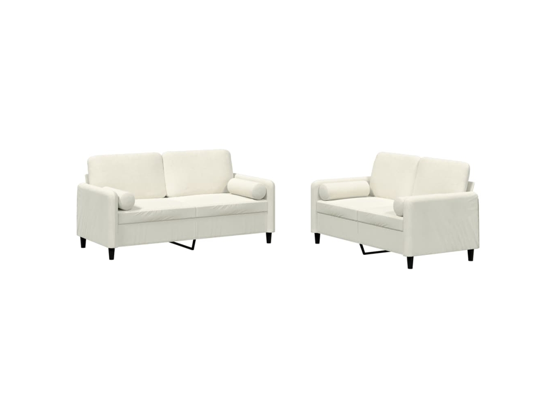 Maison Exclusive - 2 Pcs Conjunto De Sofás Com Almofadas Veludo Cor Creme