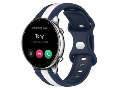 Correa Smartwatch para Amazfit GTR 2 de silicona de 22mm con hebilla de mariposa bicolor (blanco + azul)