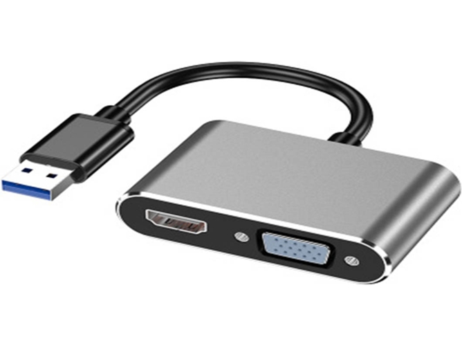 Adaptador HOWEI HW1508 (Usb 3.0 - Hdmi - Vga - Gris)