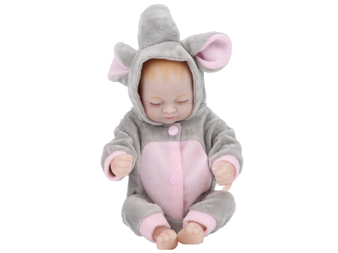 Mini Muñeca Bebé De Silicona Con Ojos Cerrados, Juguete De Baño Para Niñas, Rosa Y Gris.