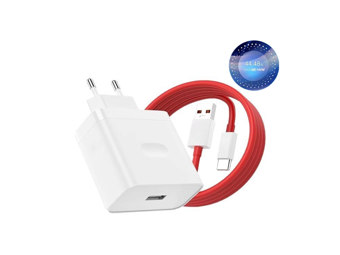 Kit De Cargador De 100 W + Cable Flash Rojo De 1 M Para Oppo/oneplus/realme — Pd Super Charge — Set Práctico Para El Uso Diario