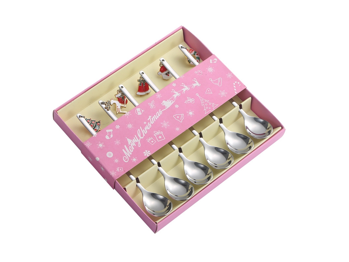 Juego de cubiertos de café navideños Siurn Silver con cuchara (6 piezas)
