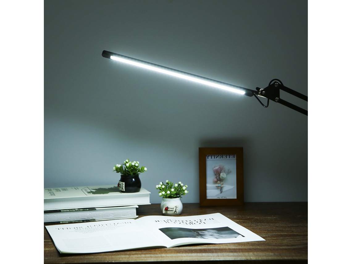 Lámpara de oficina LED 2026 con pinza ajustable, 3 modos de color, 10 niveles de brillo para uso en estudio y oficina.