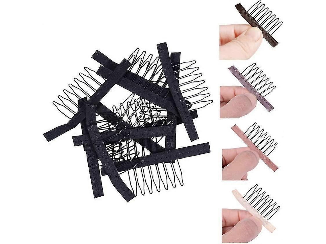 Peinetas para pelucas con 7 dientes, clips para pelucas, dientes de acero, poliéster, peinetas para pelucas de tela duradera, accesorios para pelucas