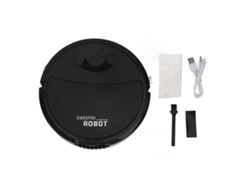 Robot Aspirador Inteligente 3 En 1 Con Potente Succión, Rueda Giratoria Y Mini Enjuague Para Suelos Duros - Negro