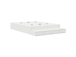 Marco De Cama De Almacenamiento Blanca Vidaxl Blanco Madera Elaborada (135,5x190x31,5 Cm)
