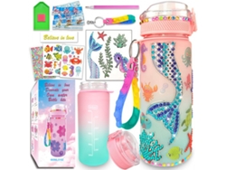 Taza De Agua Con Pintura De Diamantes De Sirena, Herramientas Creativas Hechas A Mano Para Niños Siurn