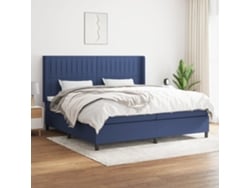 Cama Box Spring Con Colchón Tela Azul 200x200 Cm